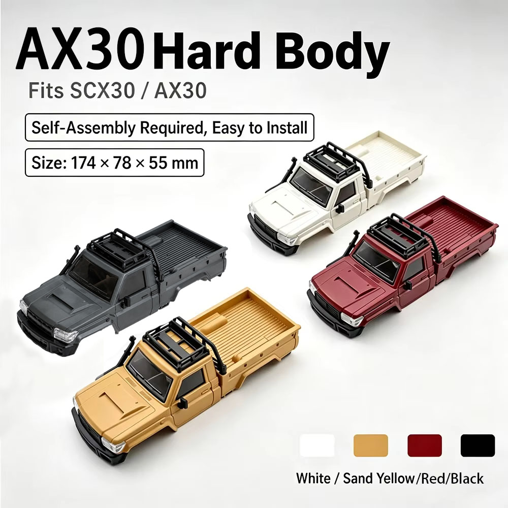 Rc Car Body Shell - 1/30スケールのAX30 SCX30 RCロッククローラー用、AX30ピックアップのハードボディシェル。アップグレード用アクセサリー。複数のカラーオプションあり。