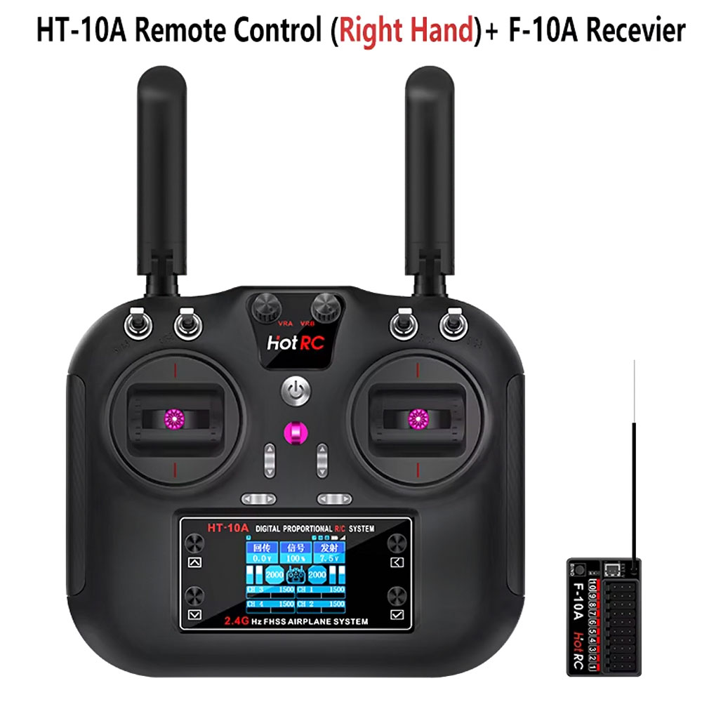 Drone Rc Car - Hotrc HT-10A 2.4G 10CH送信機 F10A受信機 RC飛行機、車、ボート、ドローン用