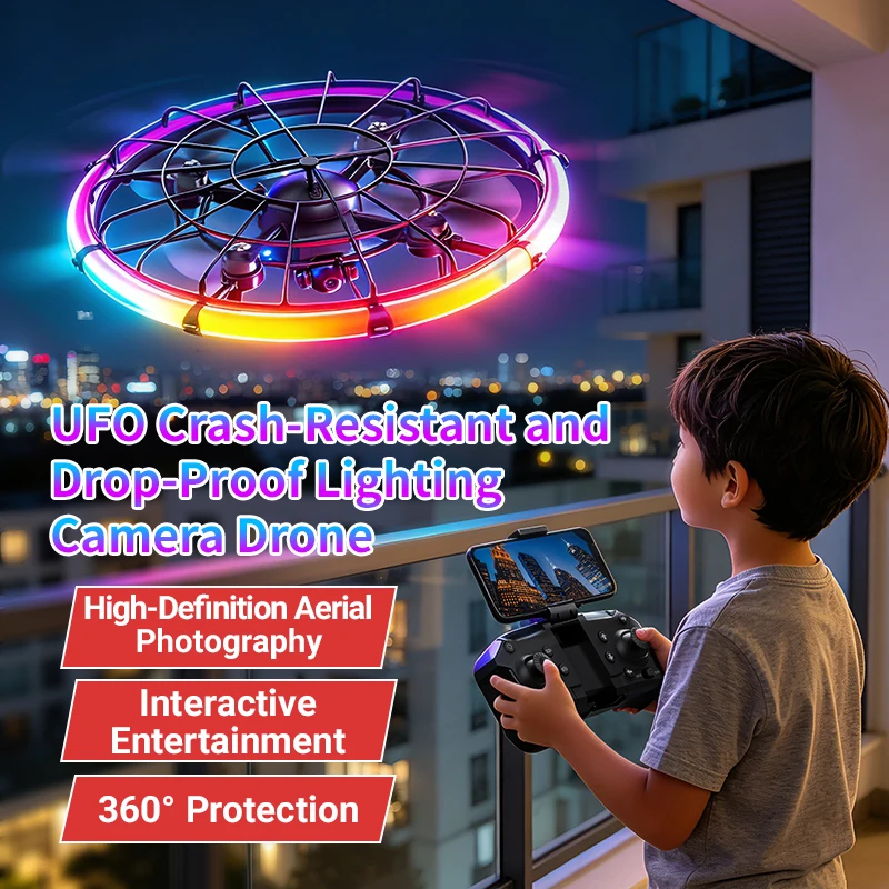 Drone Rc Cable - JJRC H145 UFO RCドローン、デュアルHDレンズ、RGBフローライト、フルボディプロテクション、空撮クアッドコプター玩具