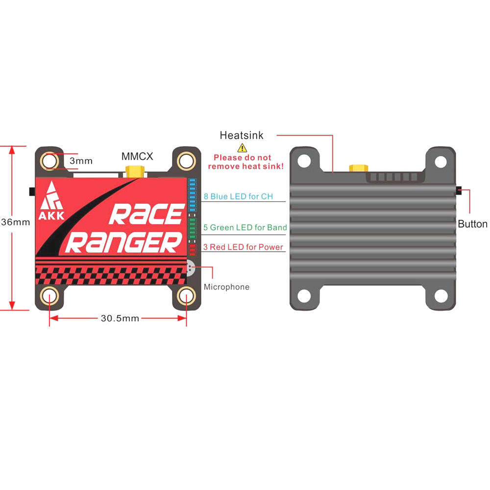 AKK 5.8G 長距離VTX FPV送信機 切替可能 20 - Drone Rc Holder のレビューと価格
