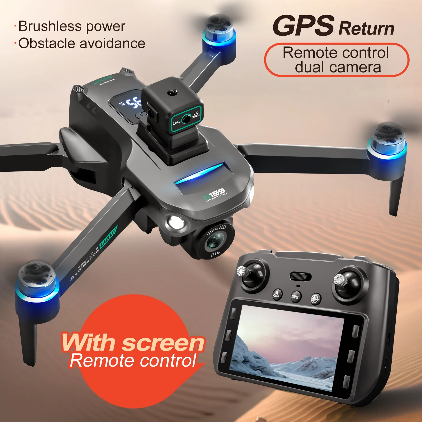 プロの航空写真ドローン,GPS,8kカメラ,リモコン,スクリ - Drone Rc Gps S159 のレビューと価格