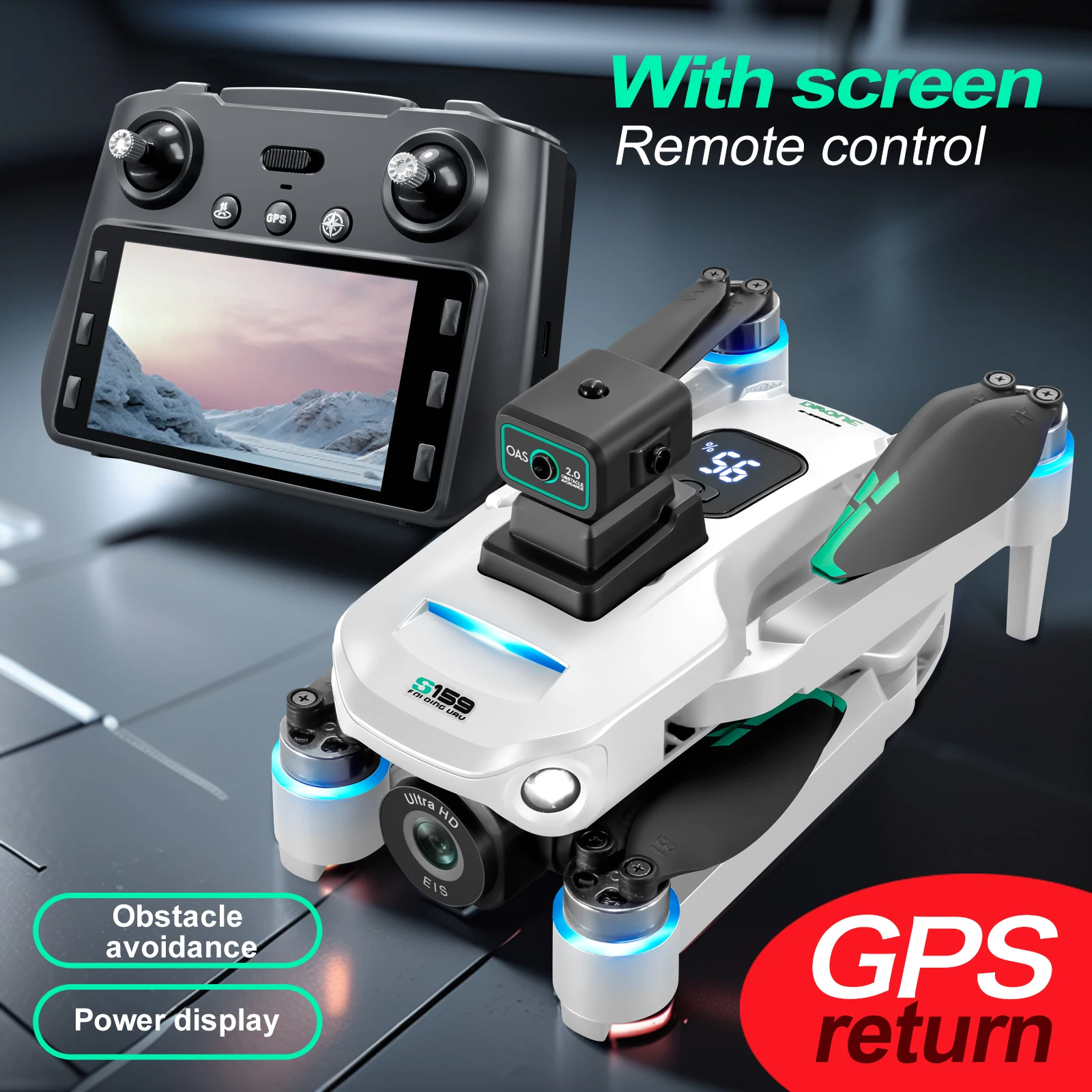 プロフェッショナル S159 GPS ドローンスクリーン制御 - Drone Rc Gps S159 のレビューと価格