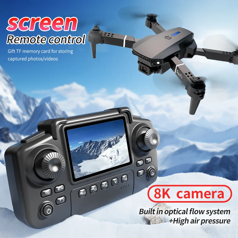 プロフェッショナルE88 PROドローン、スクリーン付き8K - Drone Rc Cable のレビューと価格