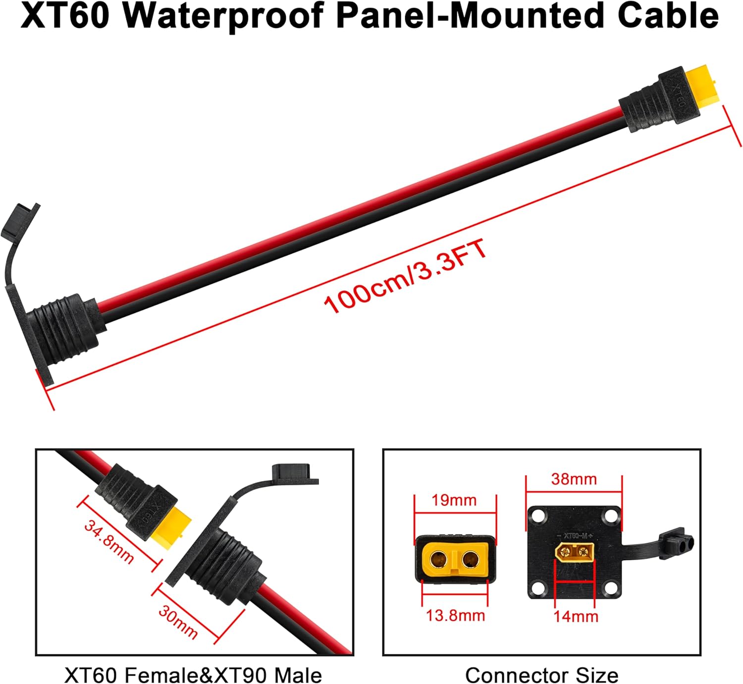 JMUYTOP 3FT 12AWG XT60 パネルマウント - Drone Rc Holder のレビューと価格